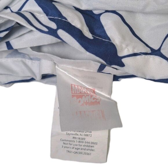 Spider-man Marvel Comics Full Flat Top Sheet Blue White MCU Avengers Mask Theme - Picture 3 of 3